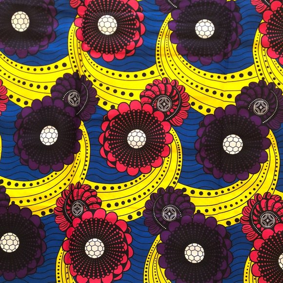 Floral Print Fabric| Wax Cotton Fabric - Picture 2 of 2